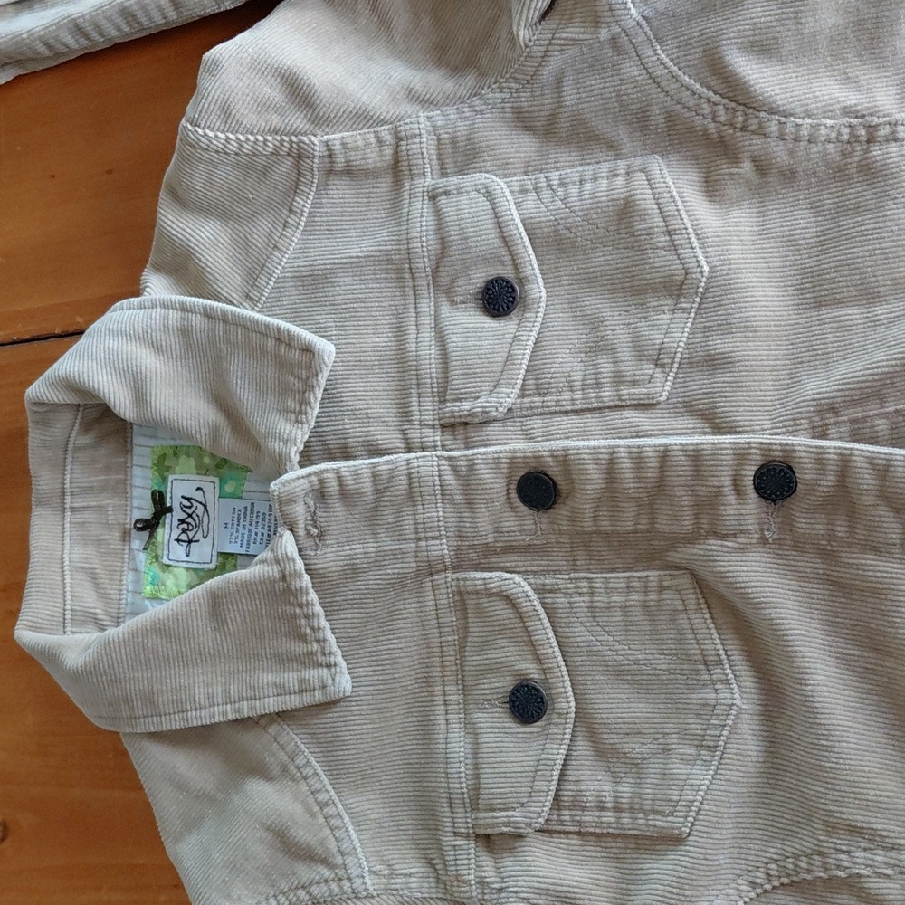 Y2K Roxy Cream Corduroy Cropped Jacket Woman Medium